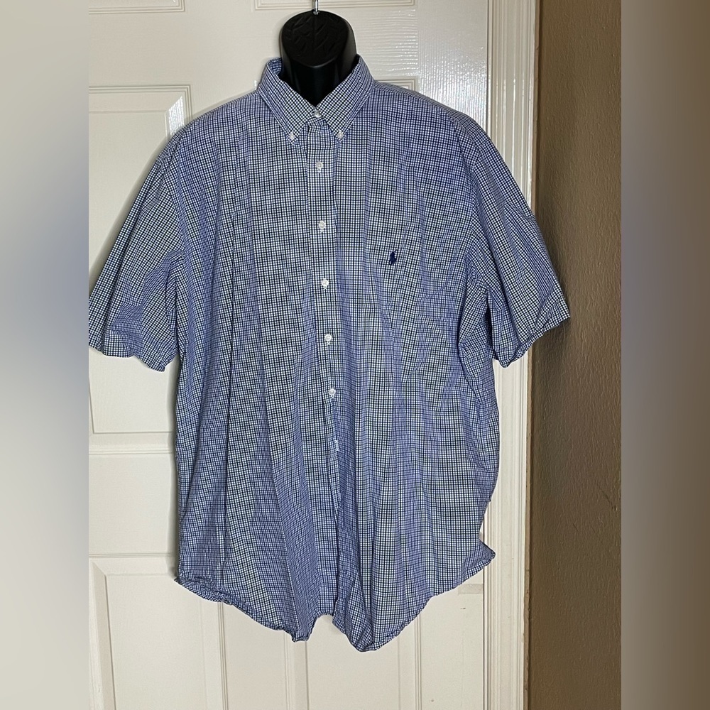 Polo Ralph Lauren Men's Check Blue Shirt, Size 2XLT- Blue​​​​​​​​​​​​​​​ - Picture 3 of 15